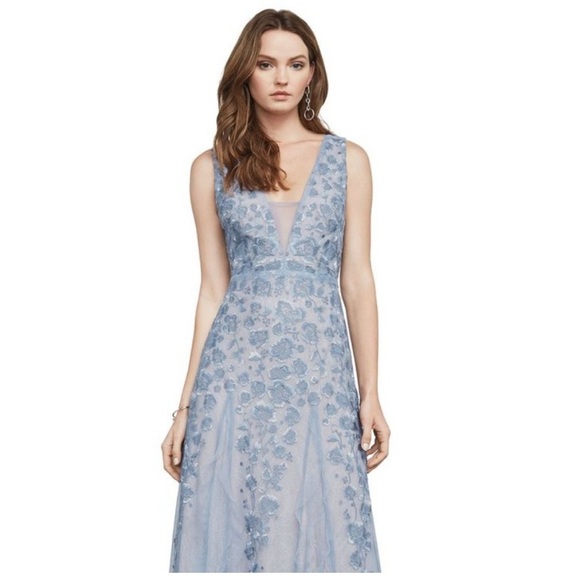 BCBGMaxAzria Dresses & Skirts - BCBGMaxAzria Light Blue Embroidered Maxi Dress
